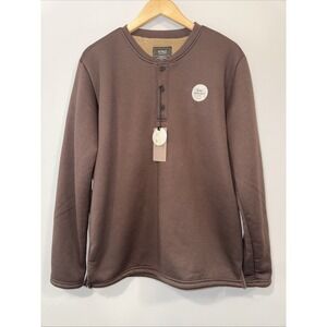 NOMAD by Craft+Flow Sherpa Lined Henley Brown Men's Long Sleeve‎ T-Shirt Medium